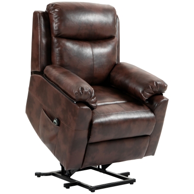 HOMCOM Electric Riser Recliner Chair Faux Leather Brown