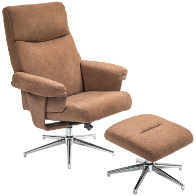 Recliner Chair and Footstool 78W x 85D x 106H cm Brown
