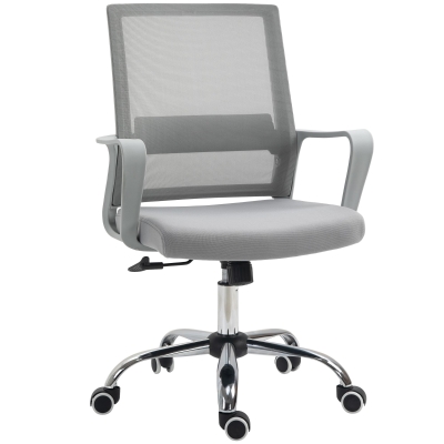 Vinsetto Ergonomic Desk Chair Grey with Adjustable Armrest