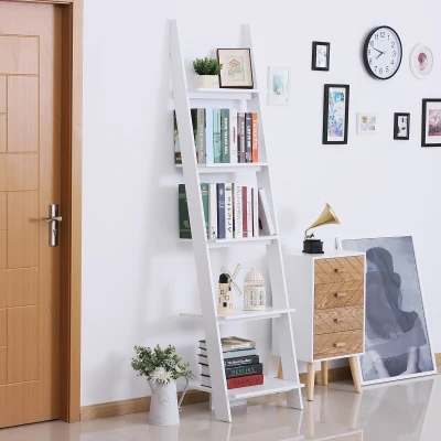 HOMCOM Estante en forma de escada Estante com 5 Prateleiras Modernas Prateleiras de parede  para Banheiro Sala  50x40x195cm