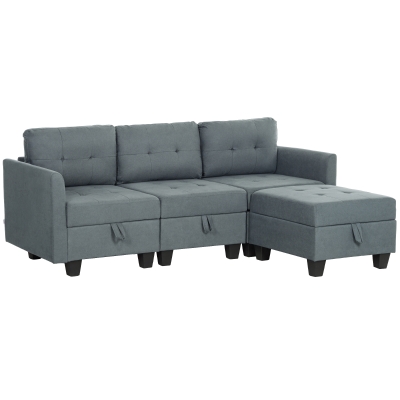 Modular Sectional Sofa 213W x 158D x 85Hcm Dark Grey