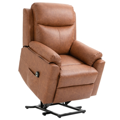 HOMCOM Electric Riser Recliner Chair Faux Leather Brown