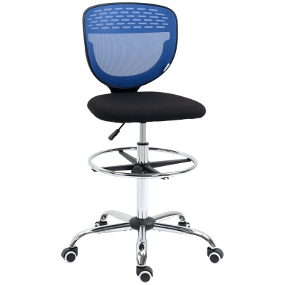 Vinsetto Swivel Drafting Chair Mesh Armless Dark Blue