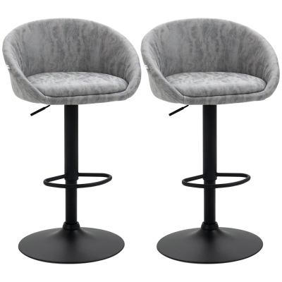 HOMCOM Bar Stools Set of 2 Adjustable Swivel Light Grey