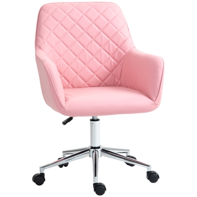 Vinsetto Office Swivel Chair Pink Leather-Feel Adjustable