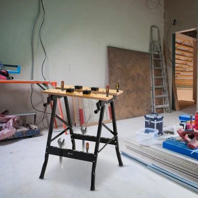 DURHAND Bancada de trabalho dobrável com braçadeiras Uso Doméstico Ferro MDF 70 kg 56x62x75 cm