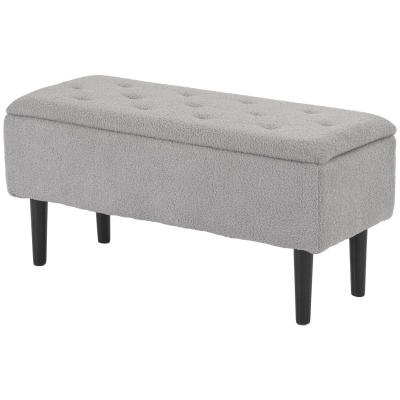 HOMCOM Foldable Storage Ottoman Fabric Grey 95x38x45cm