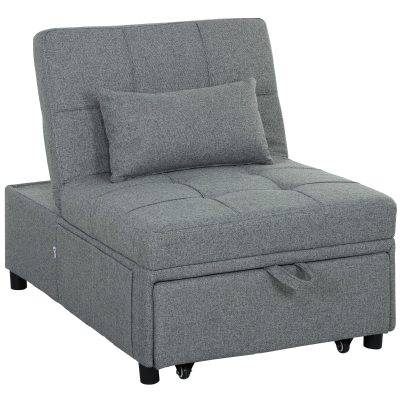Chair Bed 104L x 72W x 81Hcm Light Grey