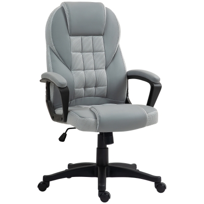 HOMCOM Grey Faux Leather Office Chair