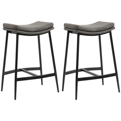 HOMCOM Bar Stools Set of 2 Steel Frame Grey Microfibre