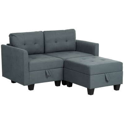 Modular Sectional Sofa 148W x 158D x 88Hcm Dark Grey