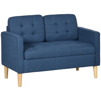HOMCOM Modern Loveseat Sofa 2-Seater Tufted Blue