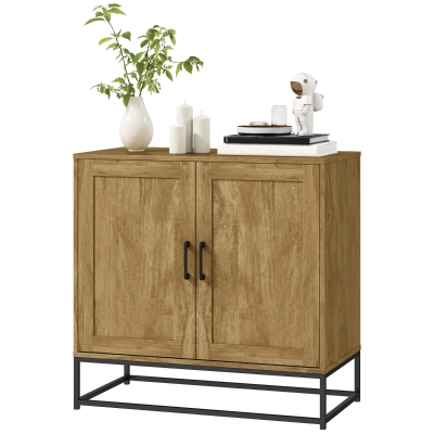 HOMCOM Buffet Bois Naturel 2 Portes avec Étagère Réglable