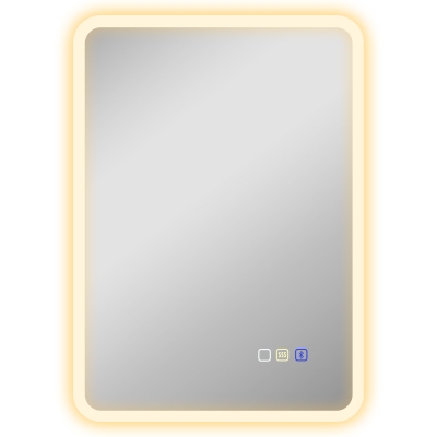 HOMCOM 50 x 70 cm Backlit Illuminated Bathroom Mirror with LED Lights and Bluetooth - Silver Tone