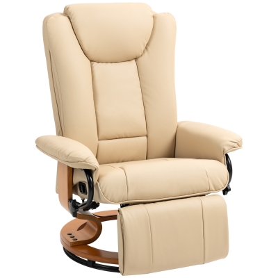 HOMCOM Recliner Chair Steel Frame Beige with Footrest