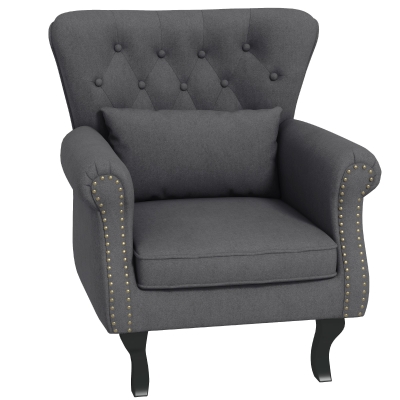 HOMCOM Chesterfield Accent Chair Grey