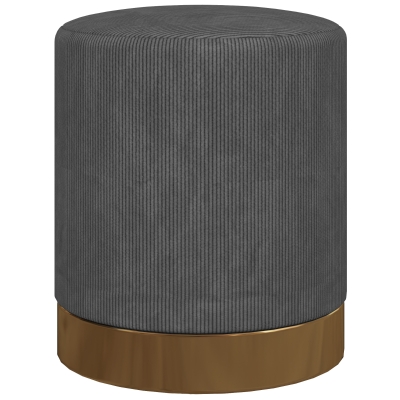 HOMCOM Corduroy Footstool Soft Padded Charcoal Grey