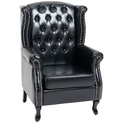 HOMCOM Wingback Accent Chair Tufted Black Armchair