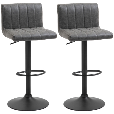 HOMCOM Adjustable Barstools Set of 2 Swivel Grey