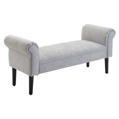 HOMCOM Chaise Lounge Sofa Arm Bench Light Grey Linen