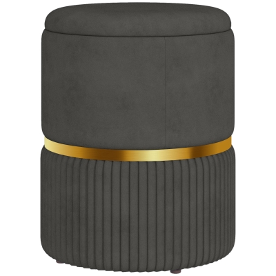 HOMCOM Velvet Storage Ottoman Grey