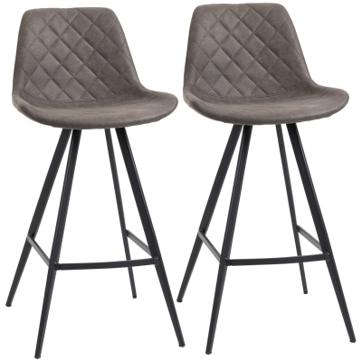 HOMCOM Set of 2 Bar Stools Steel Frame Dark Grey