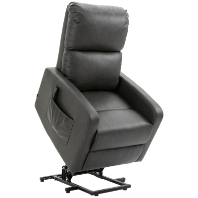 HOMCOM Riser Recliner Chair PU Leather Charcoal Grey