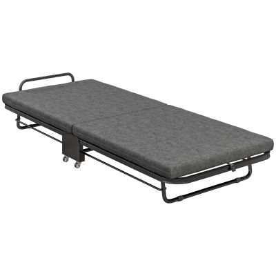 Folding Bed with Mattress Polyester Grey