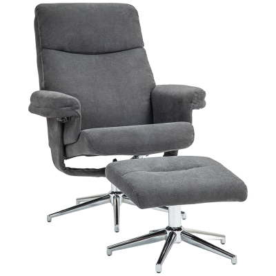 Recliner Chair and Footstool 78W x 85D x 106H cm Charcoal grey