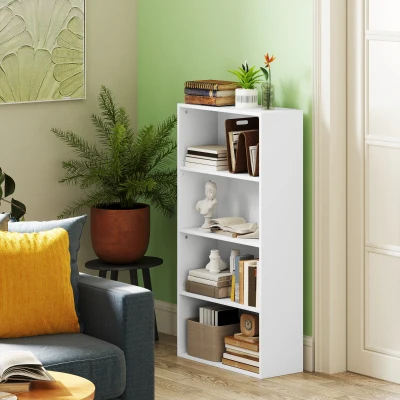 HOMCOM Mobile Libreria a 4 Ripiani in Legno Bianco