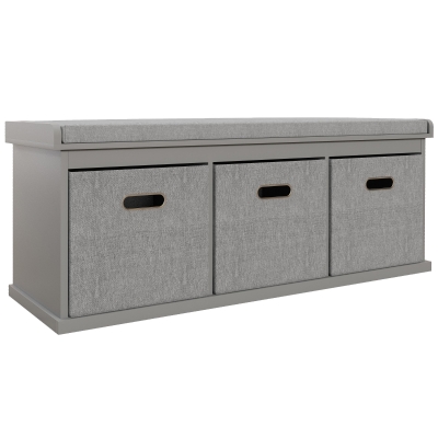 HOMCOM Shoe Storage Bench Grey with Padded Top Seat