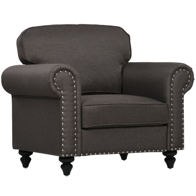 HOMCOM Mid-Century Armchair Pocket Springs Dark Brown