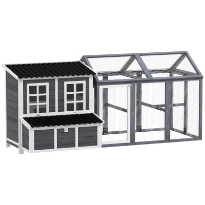PawHut Wooden Chicken Coop Set with Nesting Box, Tray, Roof