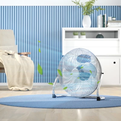 HOMCOM 20" Chrome Metal Floor Fan 3 Speed Silver