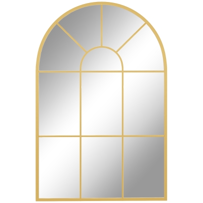 HOMCOM Espejo Decorativo de Pared 60x91cm Espejo de Ventana de Metal para Salón Dormitorio Entrada Estilo Moderno Dorado