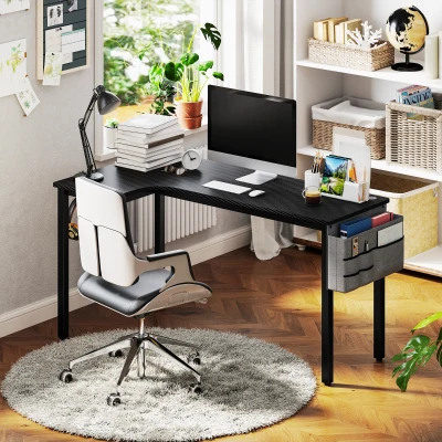 HOMCOM L-Shaped Gaming Desk with Hooks Black 145x81cm