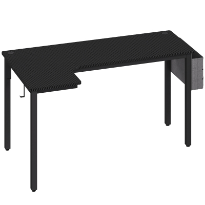 HOMCOM L-Shaped Gaming Desk with Hooks Black 145x81cm