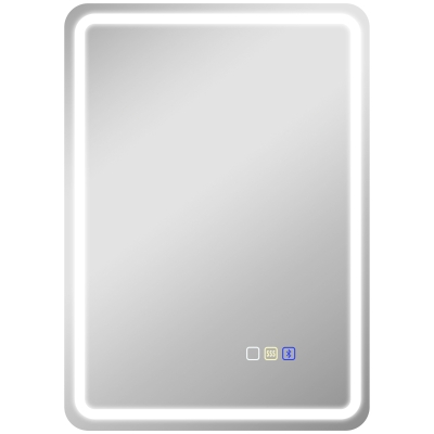 HOMCOM Bluetooth LED Bathroom Mirror Anti-Fog Silver 50x70cm
