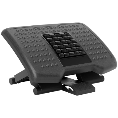 HOMCOM Reposapiés con Altura y Ángulo Ajustable Reposa Pies con Superficie de Masaje y Almohadillas Antideslizantes Negro