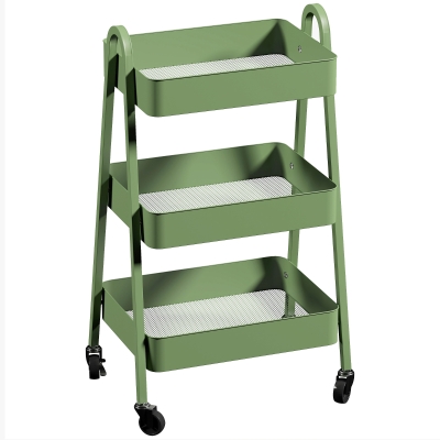 HOMCOM Three-Tier Storage Trolley Green