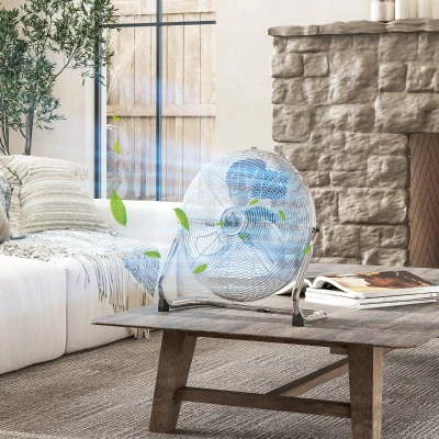 HOMCOM Metal Floor Fan 3 Speeds Adjustable Tilt Silver