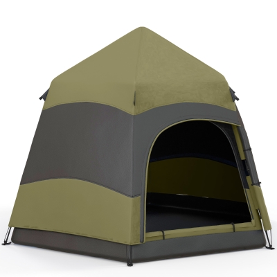 Outsunny Hexagon Camping Tent 6-Man with Carry Bag Green/Grey