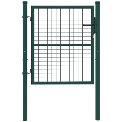 Outsunny Porta de Jardim 97x150 cm Porta para Vedação de Barra de Aço com Puxador Fechadura e 3 Chaves para Exterior Pátio Verde