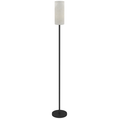 HOMCOM Staande Lamp, Linnenlook Kap, Metalen Stang, Voetschakelaar, Wit