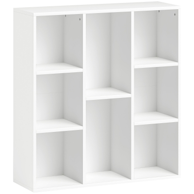 HOMCOM Estante de 3 Níveis Estante para Livros com 8 Compartimentos Desenho Vertical ou Horizontal 74,3x24x80 cm Branco