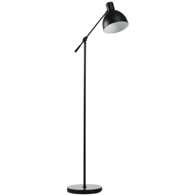 HOMCOM Lampadaire sur pied salon 40 W hauteur réglable, abat-jour et bras orientable, interrupteur à pied, culot E27, noir