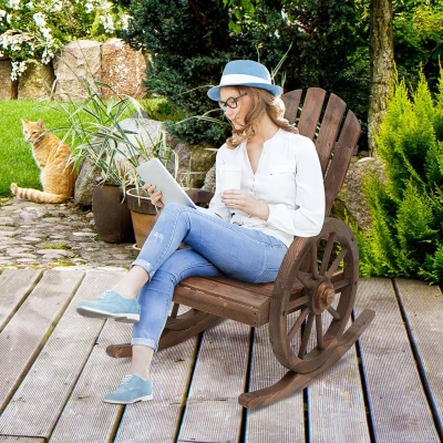 Outsunny Rocking Chair Adirondack Bois Sapin