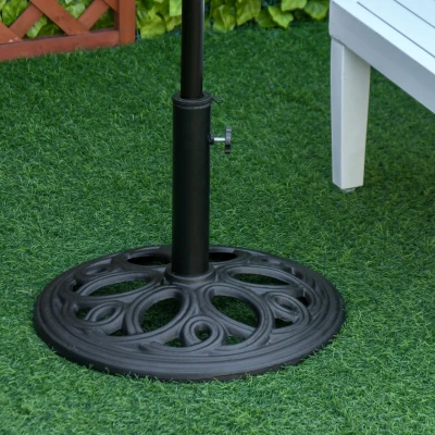 Outsunny Pied de parasol rond en fonte 11,5 kg, pour poteaux de Ø 38 et 48 mm, pour jardin patio terrasse, Ø 45 x 33,5 cm, noir
