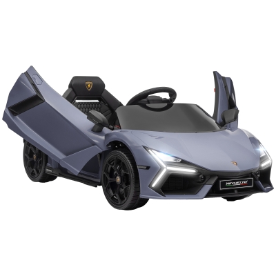 AIYAPLAY Coche Eléctrico para Niños de +3 Años Lamborghini Revuelto con Mando a Distancia Faros LED Bocina Música Gris