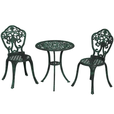Outsunny Ensemble Bistrot Jardin 3 pièces 2 Chaises Table Ronde